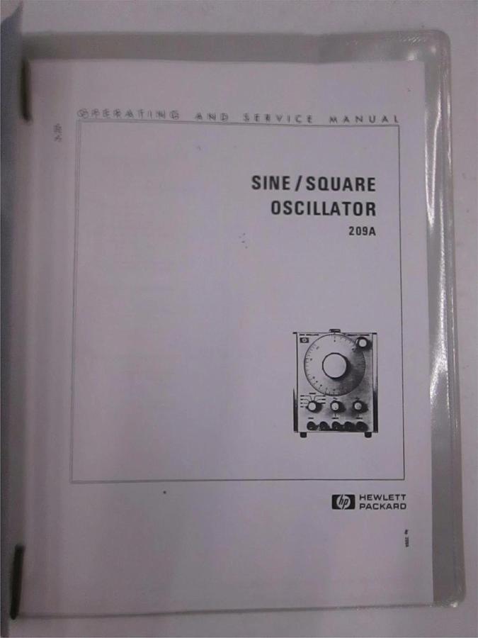 Used HP Sine/Square Oscillator 209A Operating and Service Manual, Used