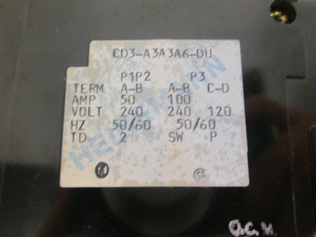 Used Heinemann CD3-A3A3A6-DU, 3 Pole Circuit Breaker 50/50/120 - Used