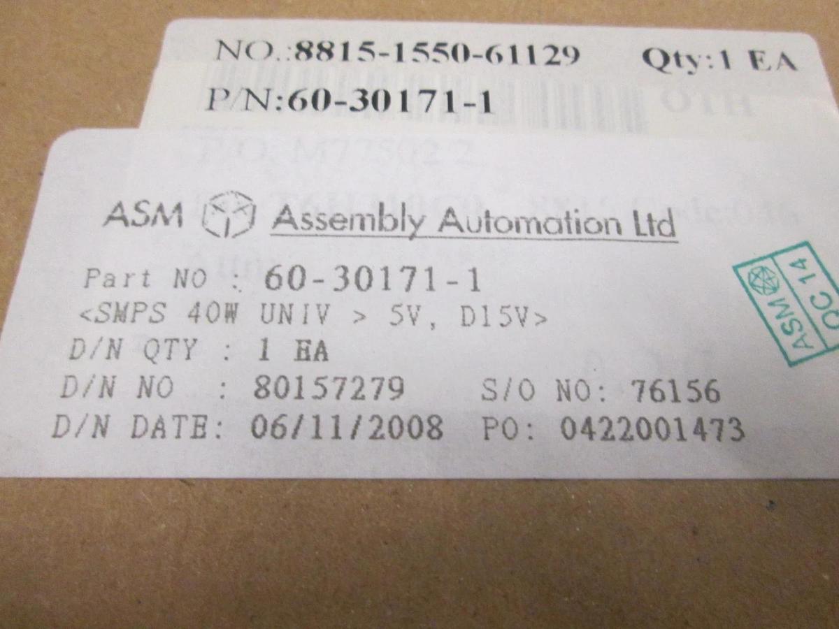 ASM, 60-30171-1,SMPS 40W Univ, 5V, D15V, New