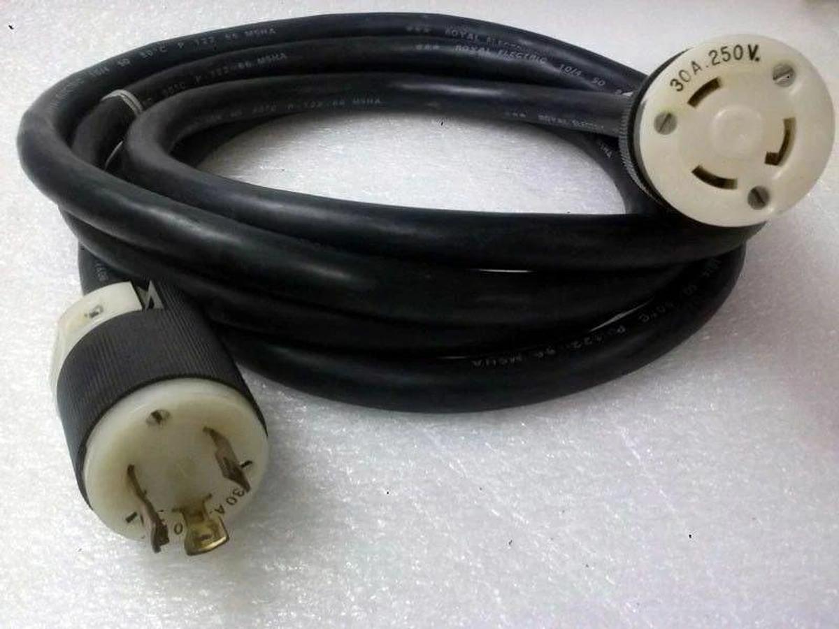 Used Royal Electric P12266 Cable with Male/Female Hubbell 23IA Twist Lock, 12ft, Used