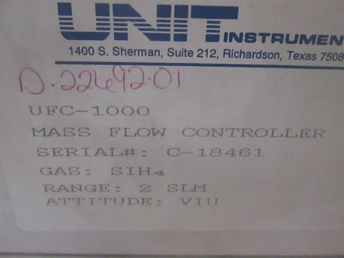 Used Unit UFC-1000 Mass Flow Controller SIH4, 2 SLM, New