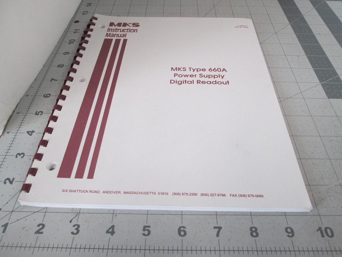 Used MKS, Type 660A, Power Supply Digital Readout Instruction Manual, Used