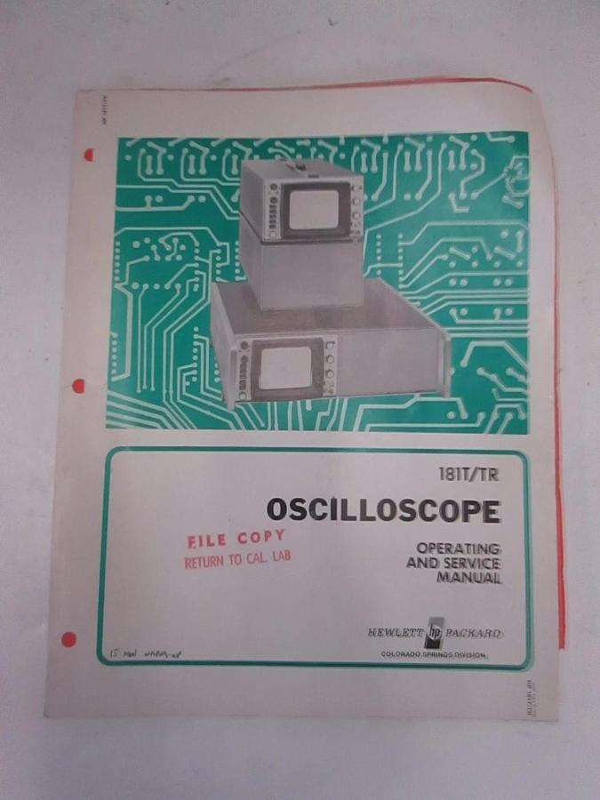 Used HP 181T/TR Oscilloscope Operating and Service Manual, Used