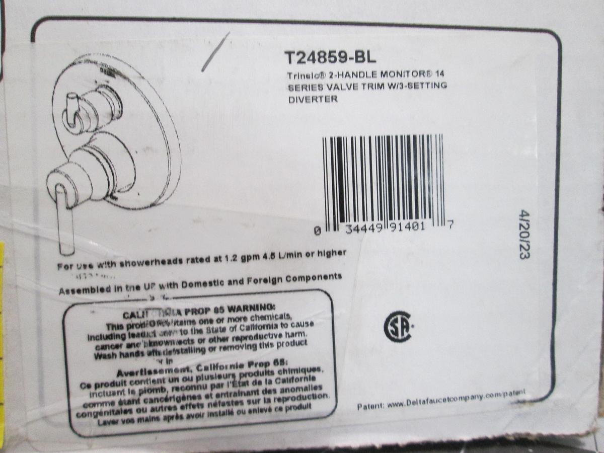 Delta Trinsic T24859-BL Monitor 14 Series 3-Setting Diverter Valve Trim Black
