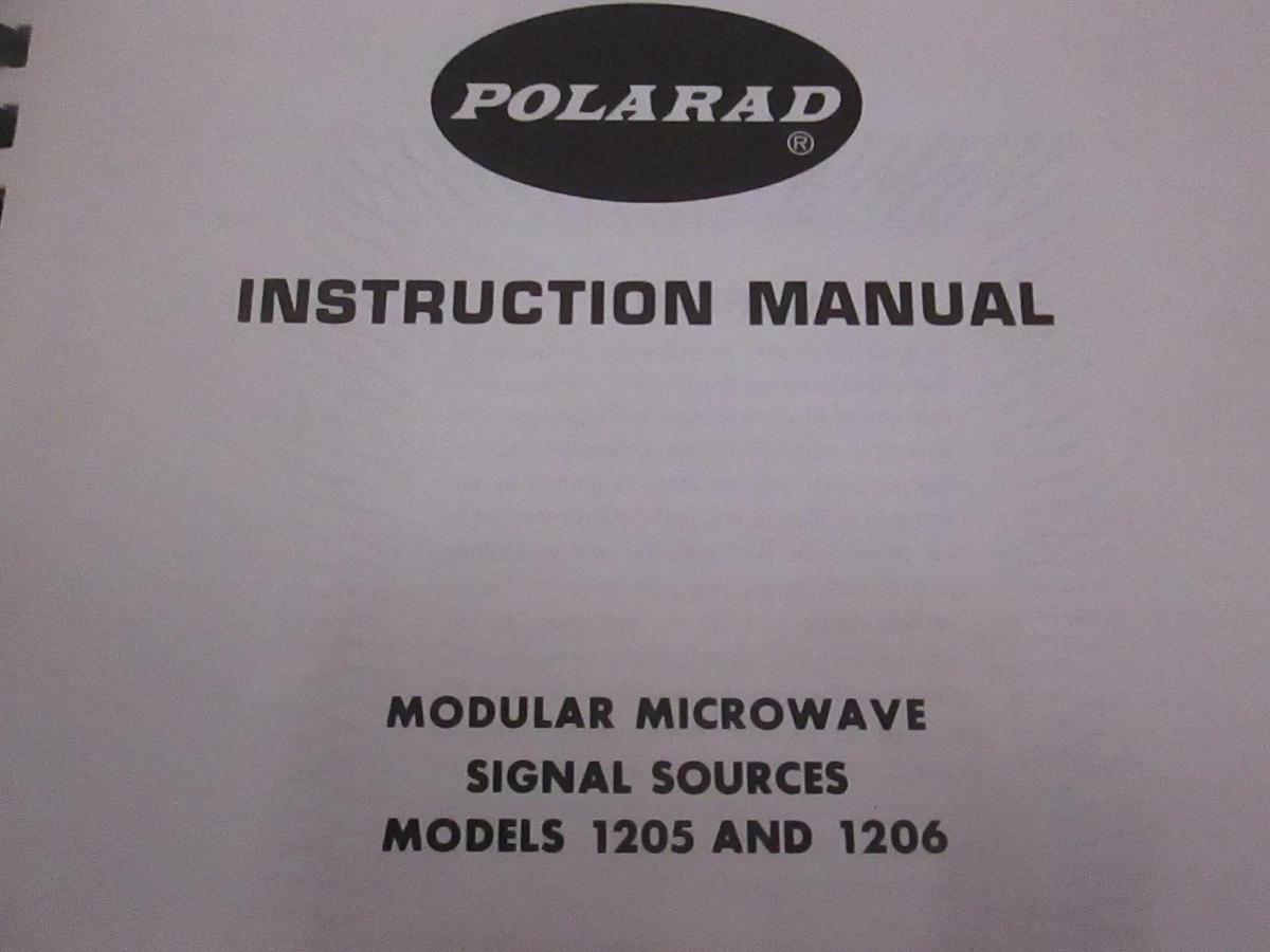 Used Polarad Model 1205 and 1206 Modular Microwave Signal Instruction Manual, Used