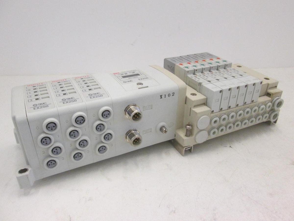 Used SMC, EX250, DeviceNet Interface 3 Module Assy w/ 6 Valves, SV1400-5FVD, Used