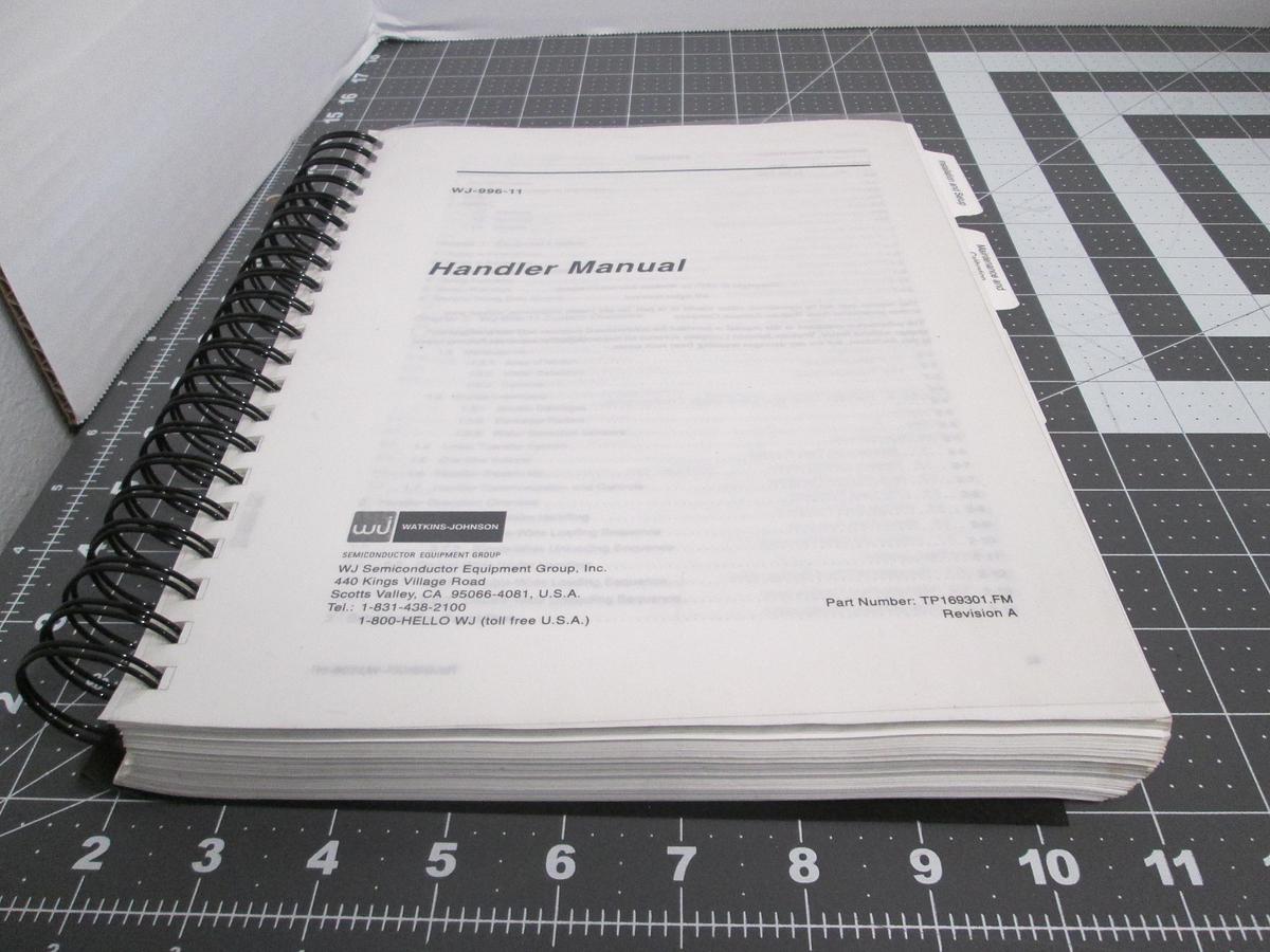 Used Watkins-Johnson, WJ Semiconductor Equipment Handler Manual TP16931.FM, WJ-996