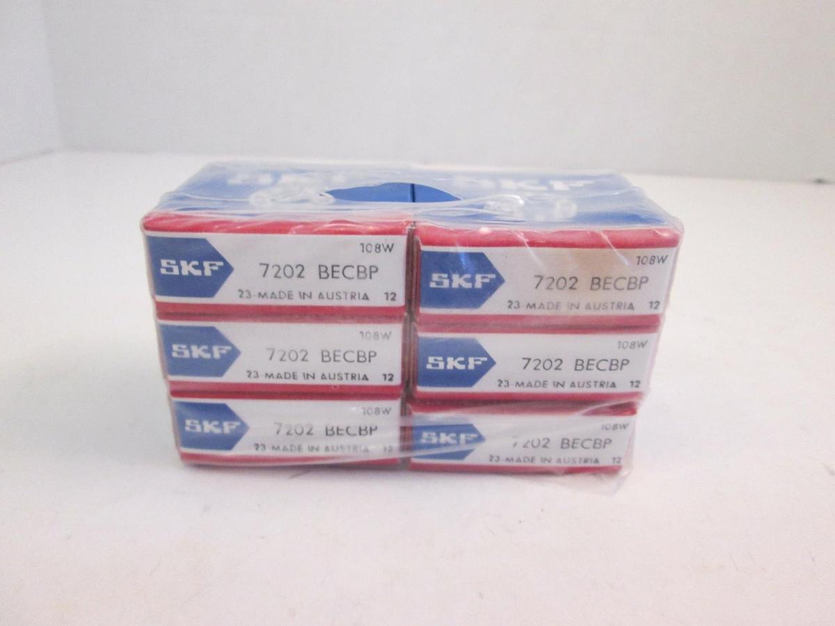 SKF 7202 BECBP Ball Bearings, New, Lot of 6
