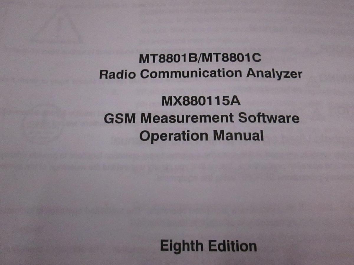 Used Anritsu MX880115A GSM Measurement Software Operation Manual, Eighth Edition, Use