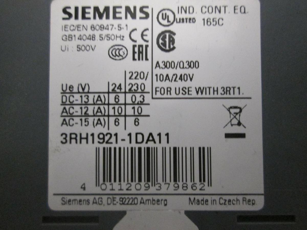 Used Siemens, Auxiliary Contact, 3RH1921-1DA11, Used