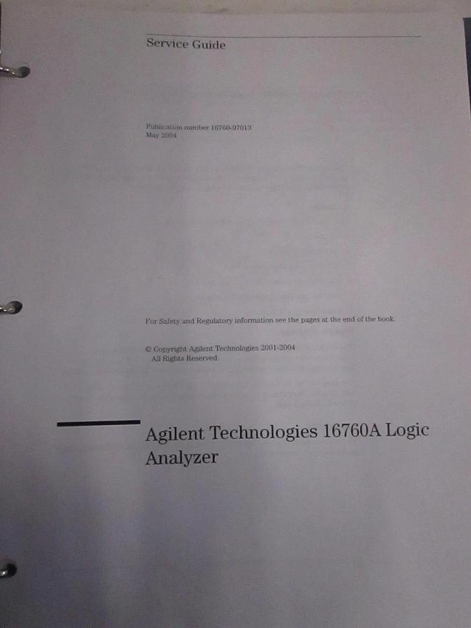 Used Agilent 16760A Logic Analyzer Service Guide, Used