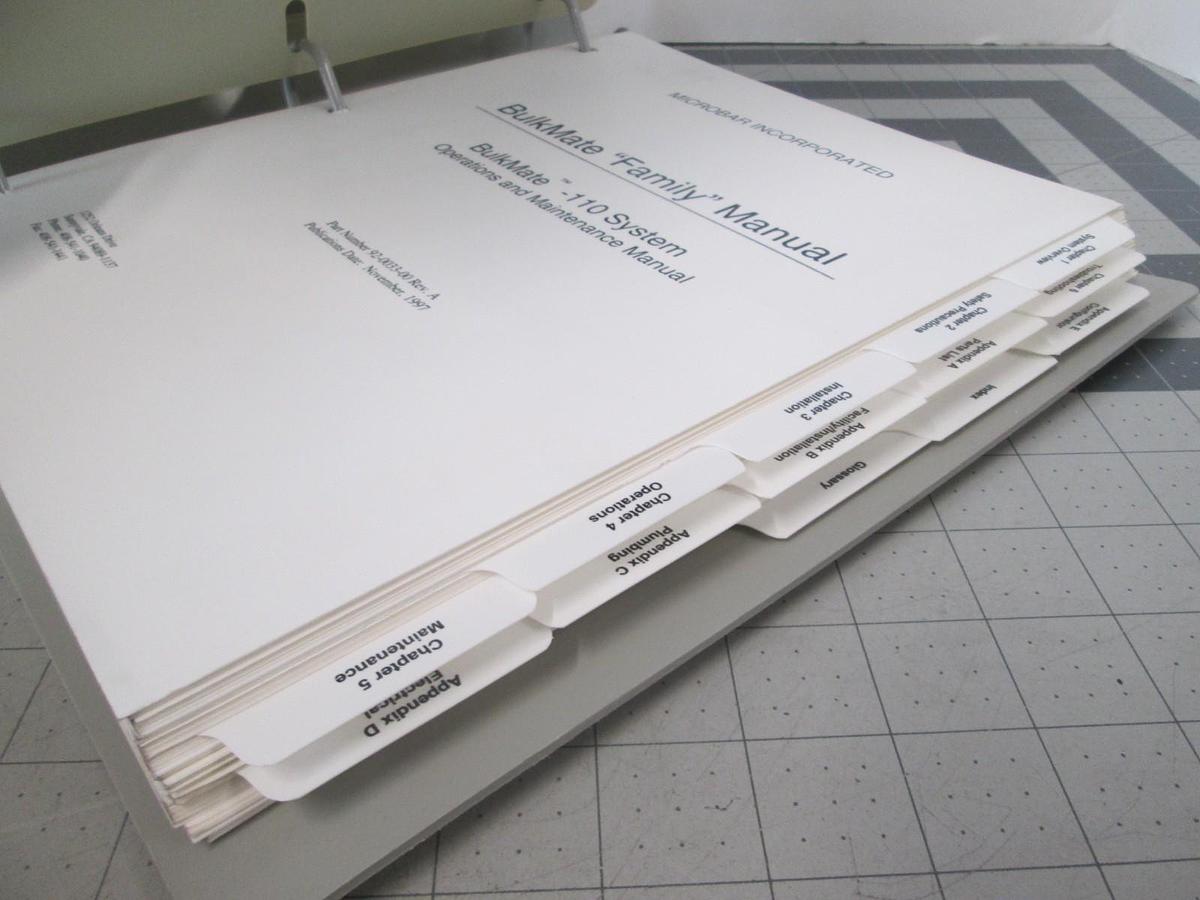 Used Microbar Systems, Bulkmate 110 System Operation and Maintenance Manual, Used