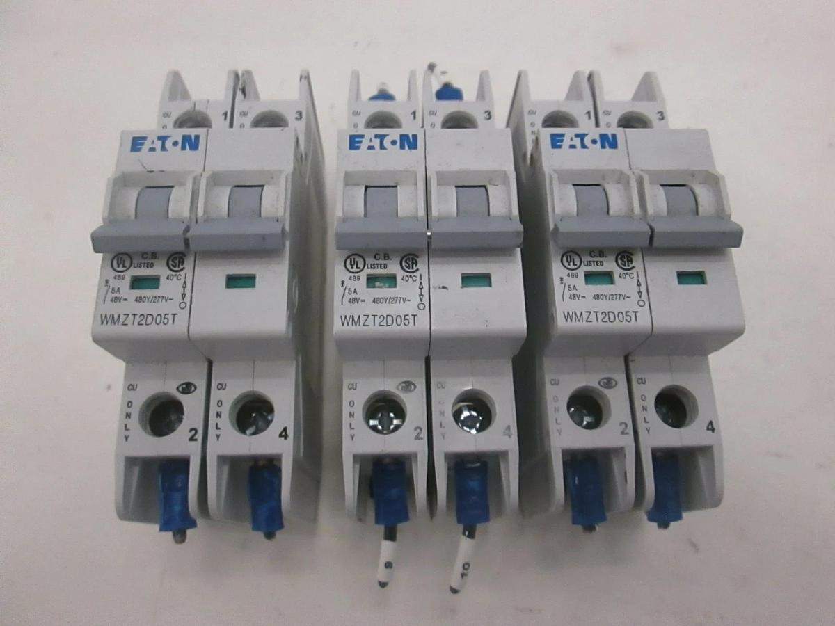 Used Eaton, WMZT2D05T, 2 Pole Circuit Breaker, Used, Lot of 3