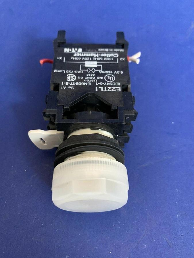 Used Cutler Hammer E22TL1 w/ Pilot Light, Lot of 2 - 1 Red/1 White, Used