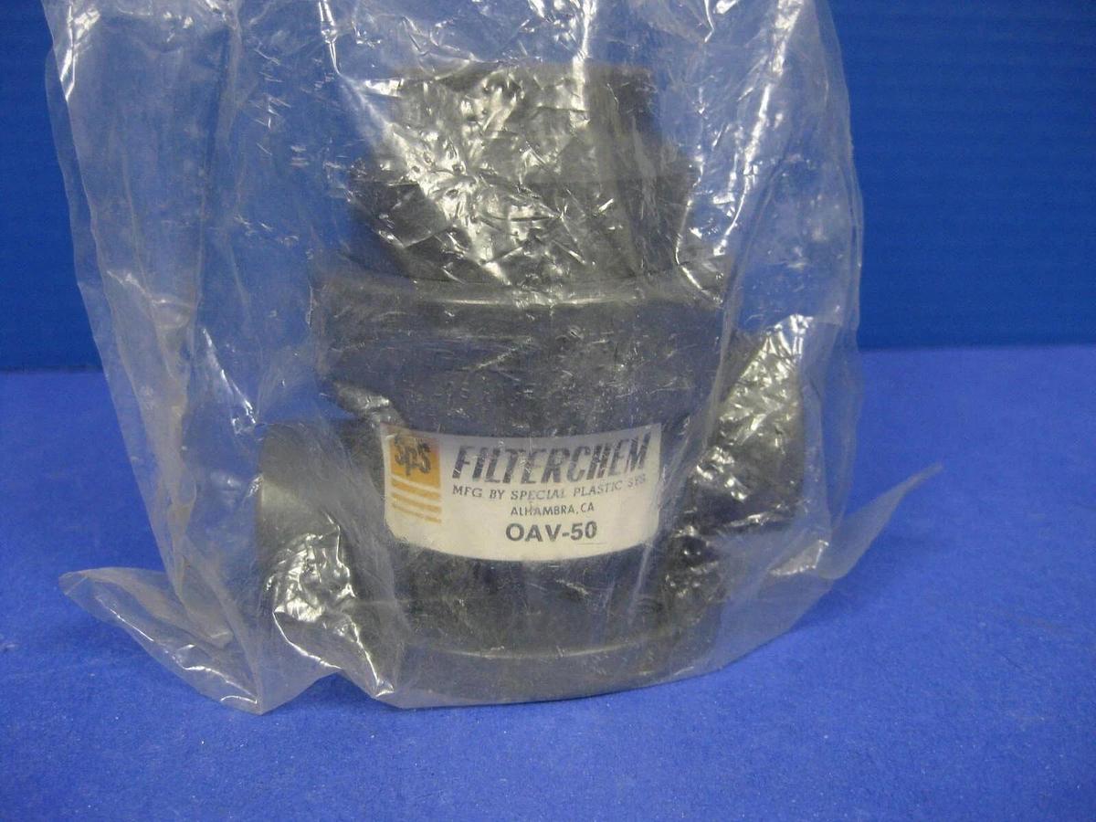 Used Filter Chem OAV-50 PVC One Way Air-Operated Valve, 1/2" Step Down, Used