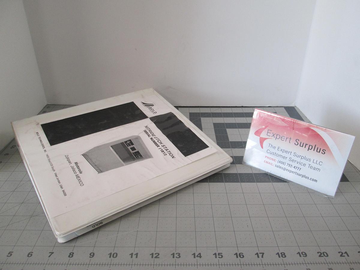 Used Bold Technologies, 1812, Nitride Etch Station, User Manual, Used