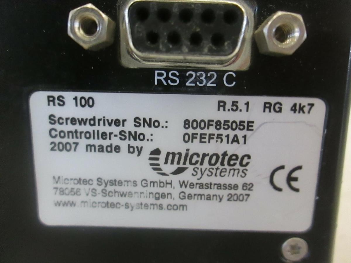 Used Microtec Systems RS 100 Torque Screwdriver Controller, Used