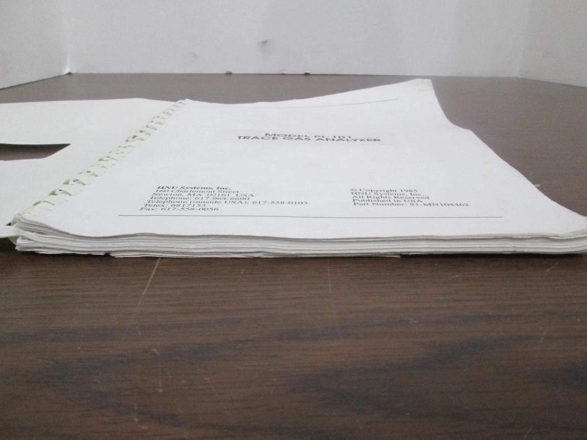 Used HNU, Model PI-101 Trace Gas Analyzer, 81-MN104462, Instruction Manual, Used
