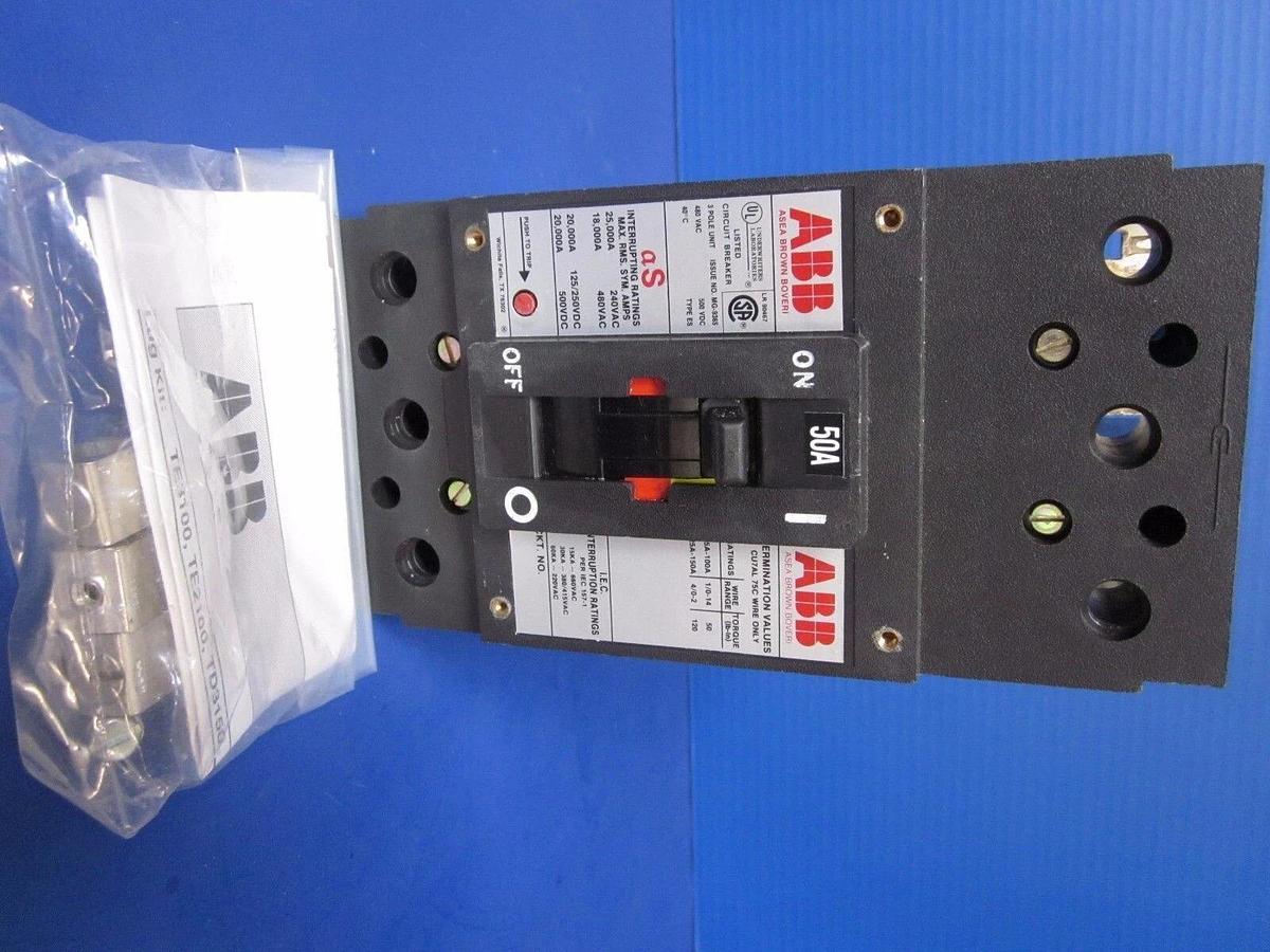 Used ABB UXAB 727131 R 113 Circuit Breaker, 50 AMP, 3 Pole, Type ES, Used