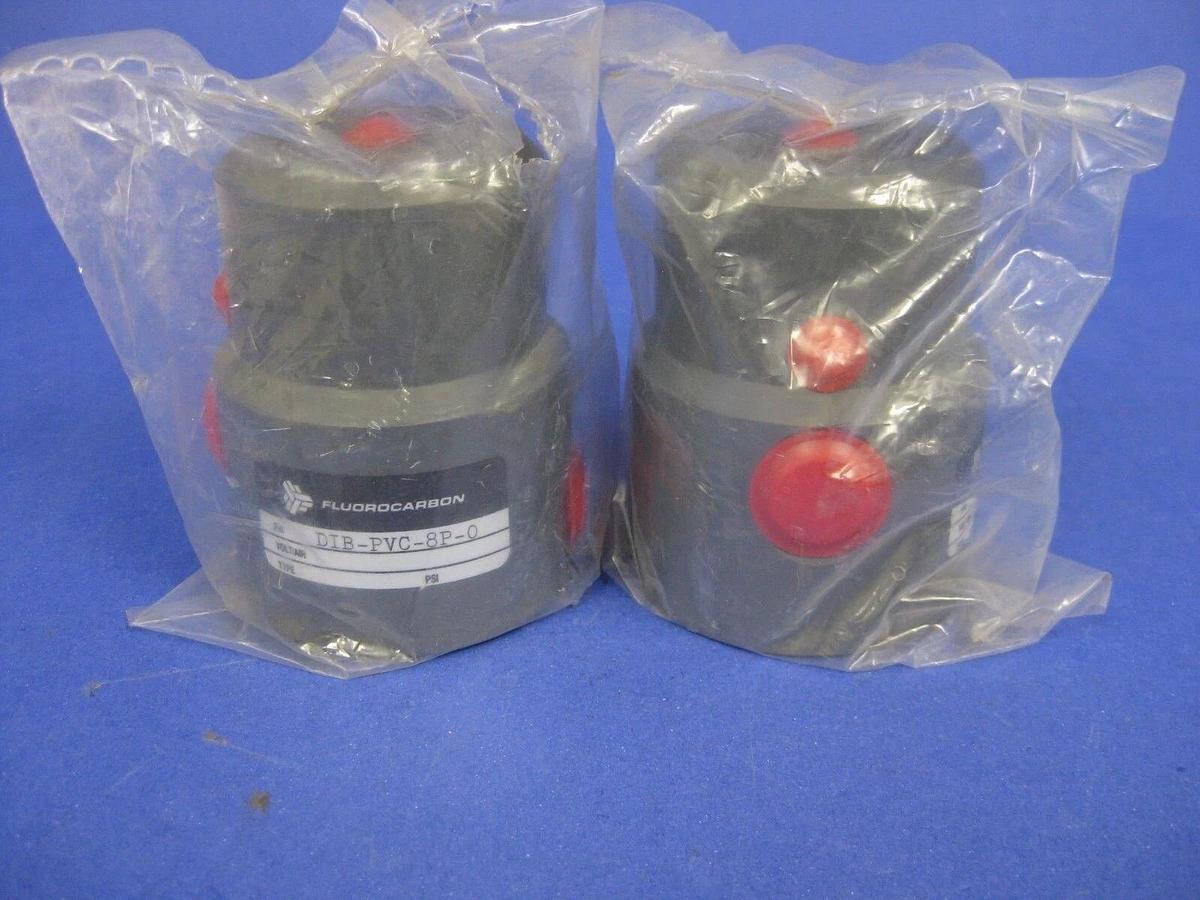 Fluorocarbon DIB-PVC-8P-O Pneumatic Valve, Normally Open - LOT of 2 New