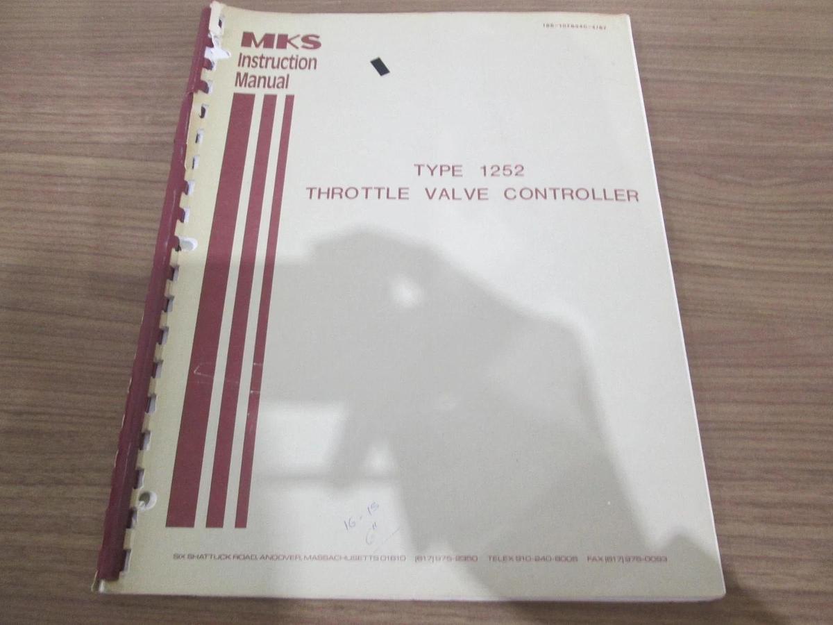 Used MKS, Type 1252, Throttle Valve Controller, Instruction Manual, Used