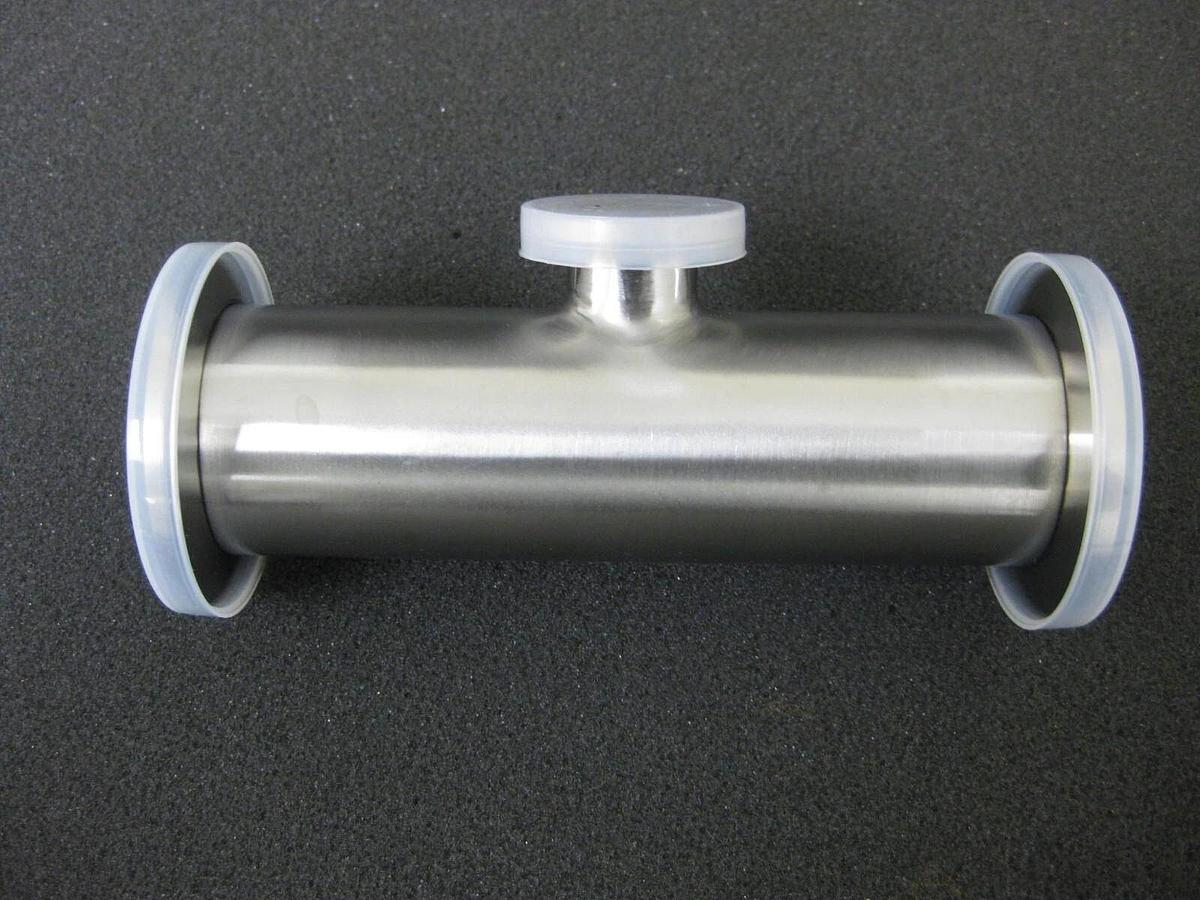 Stainless Steel Vacuum Tube Weldment, TEE NW40 Flange and NW16 Flange, New
