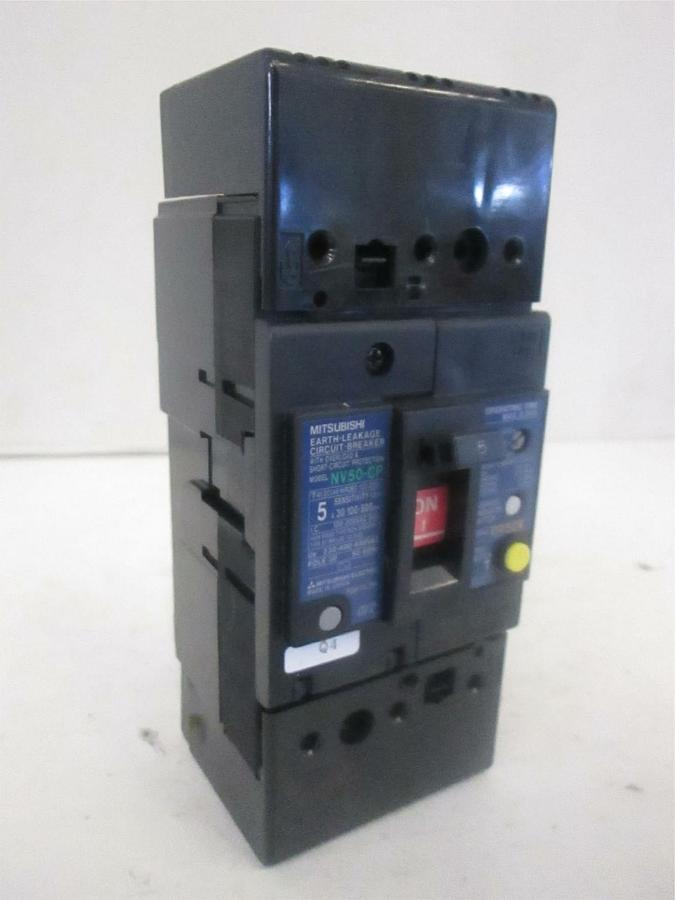 Used Mitsubishi, 3 Pole Earth-Leakage Circuit Breaker 5A, NV50-CP, Used
