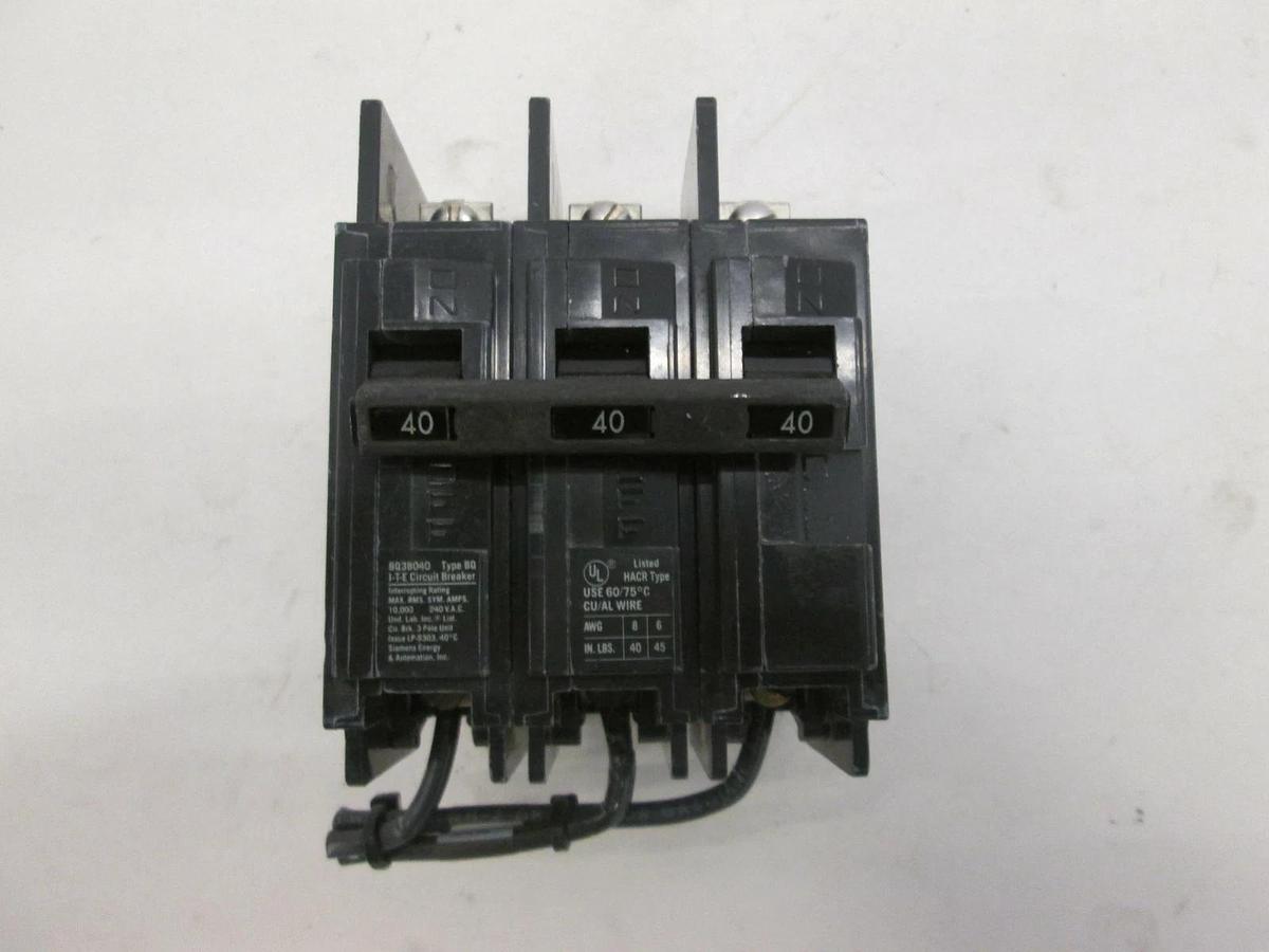 Used ITE, BQ3B040, Type BQ Circuit Breaker, 40A, 3 Pole, Used