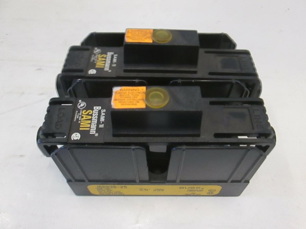 Used Bussman J60030-2S Fuse Holder w/ 2 AJT15 Fuses, Used