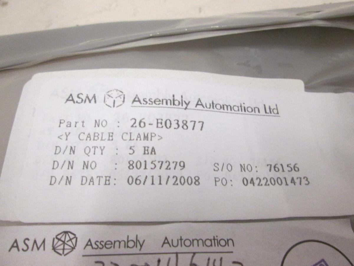 ASM, Y Cable Clamp, 26-E03877, New, Lot of 5
