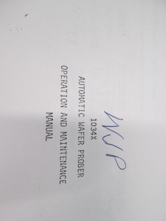 Used Electroglas, Model 1034x, Automatic Wafer Prober Operators and Main Manual, Used