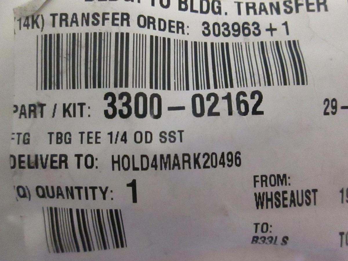 AMAT, FTG TBG Tee 1/4 OD SST, 3300-02162, New