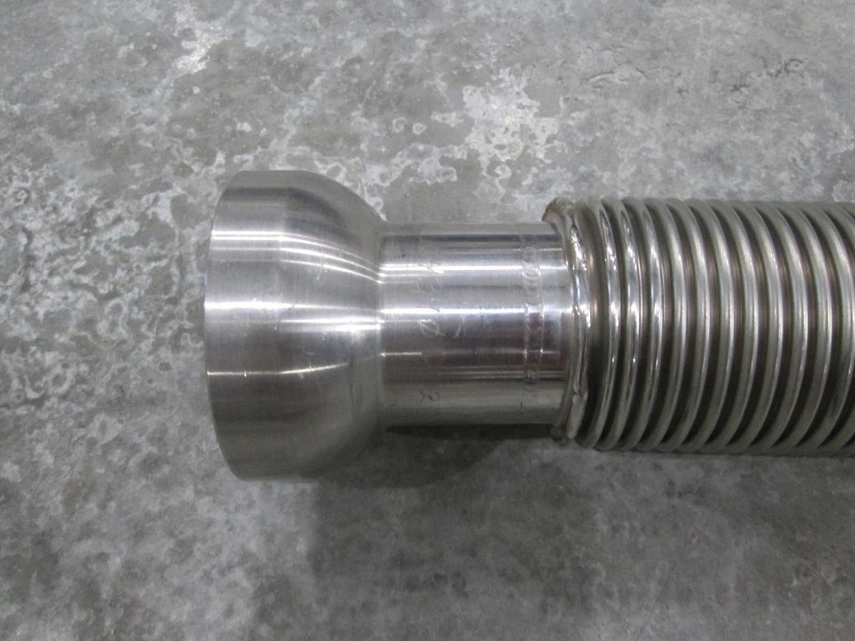 Used Stainless Steel Formed Bellows Vacuum Pipe / Socket, 19 1/2"L, 50MM Flange, Used