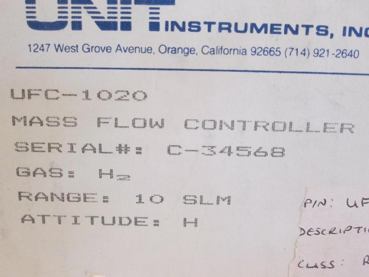 Unit UFC-1020 Mass Flow Controller MFC, H2, 10 SLM, New