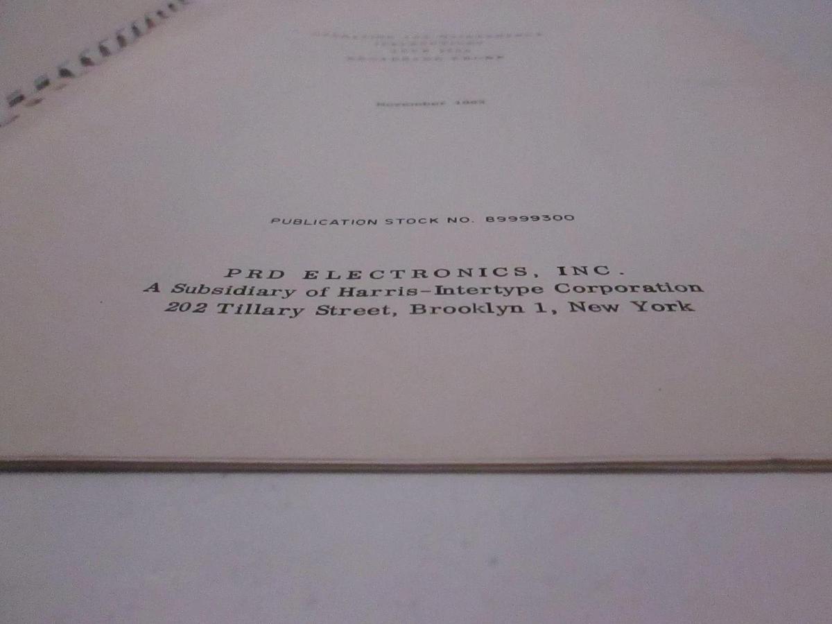 Used PRD Broadband Probe Series 250A Operating and Maintenance Manual, Used