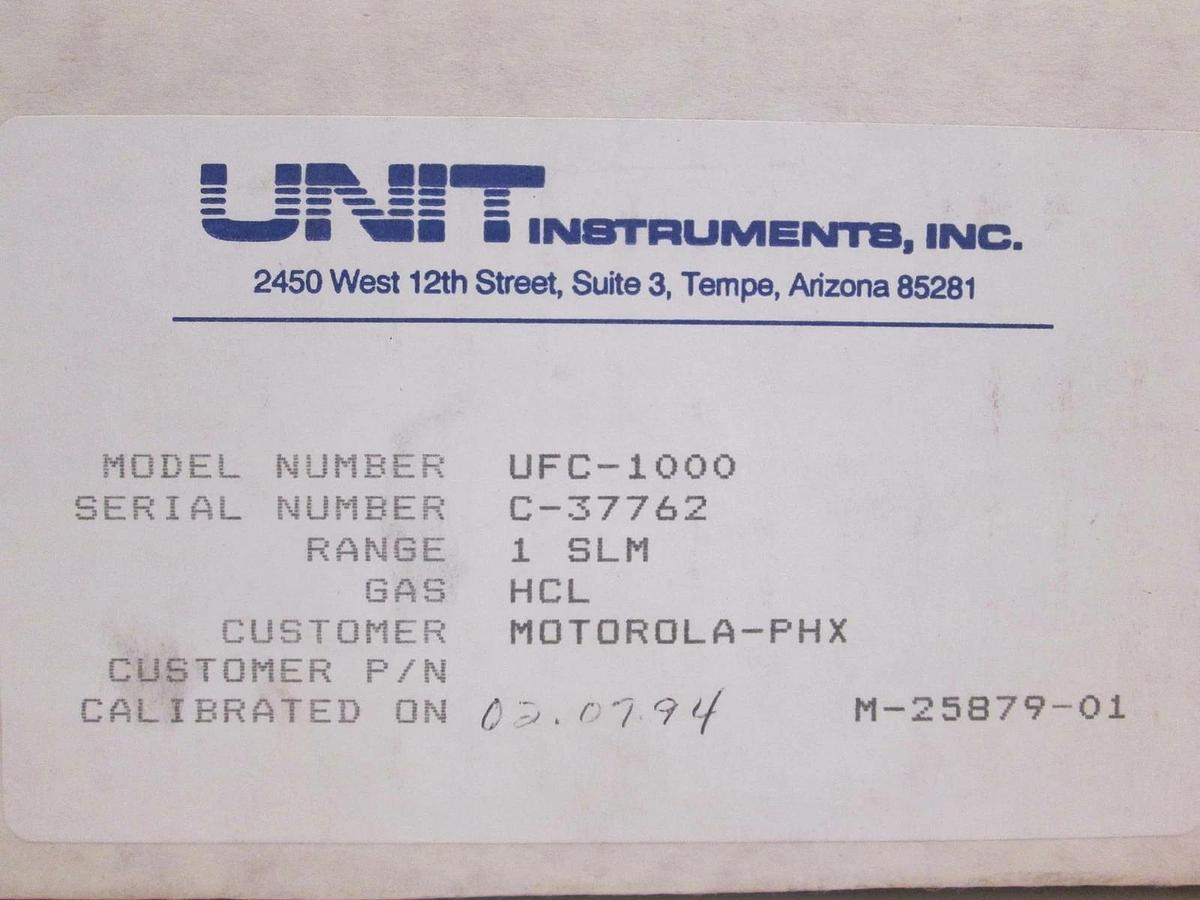 Used Unit UFC-1000 Mass Flow Controller MFC, HCL, 1 SLM