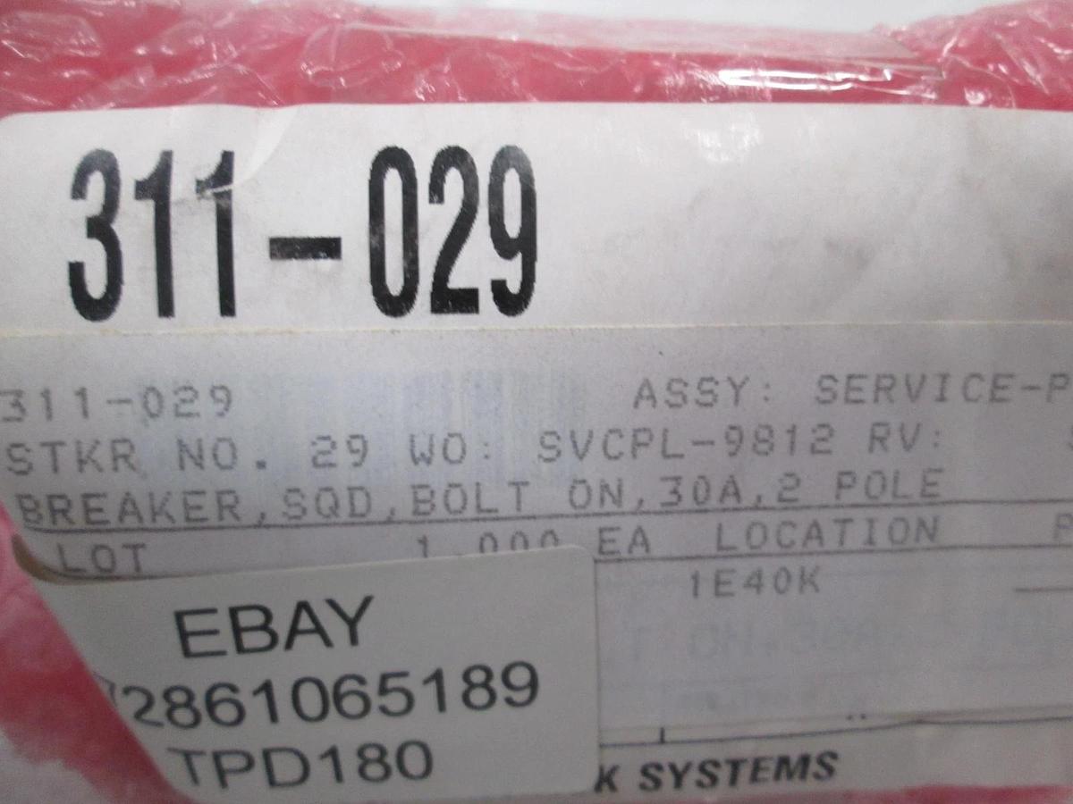 Square D, Circuit Breaker, 30A, 2 Pole, 311-029, New