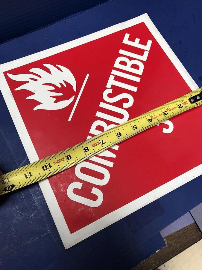 Used Combustible Gas 3 Magnetic Sign / Decal 10.75" x 10.75", Lot of 3