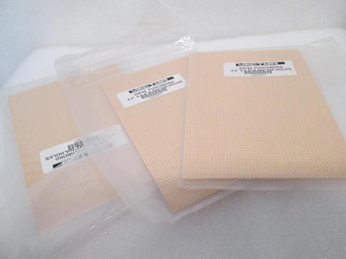 Vector, 64P44 Punchboard, 4.5" x 6.5"/0.042" DIA Holes, New Lot of 3