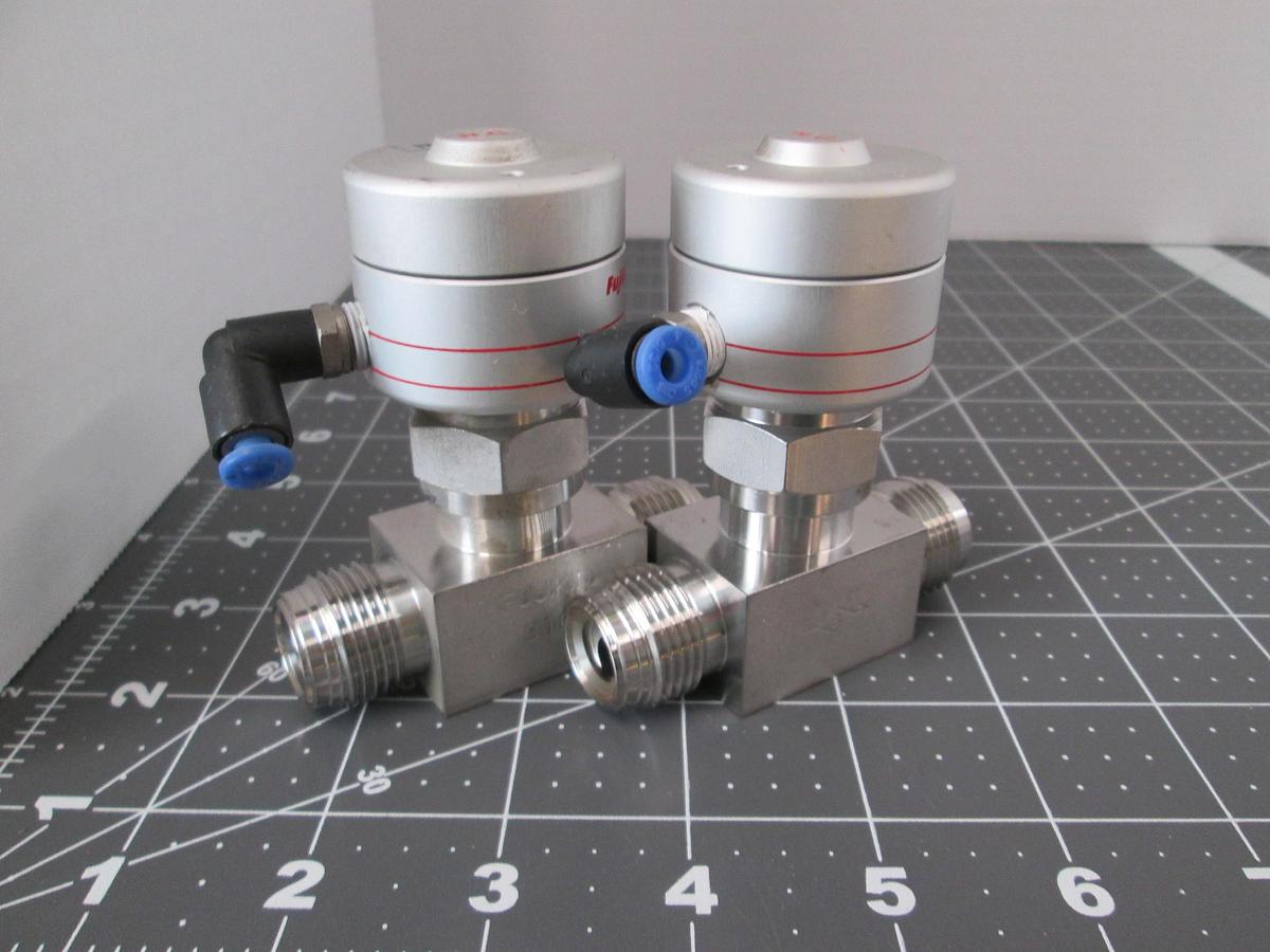 Used Fujikin, 316L Pneumatic Valve Type N.C. 3.5-7kgf/CM2G Used Lot of 2