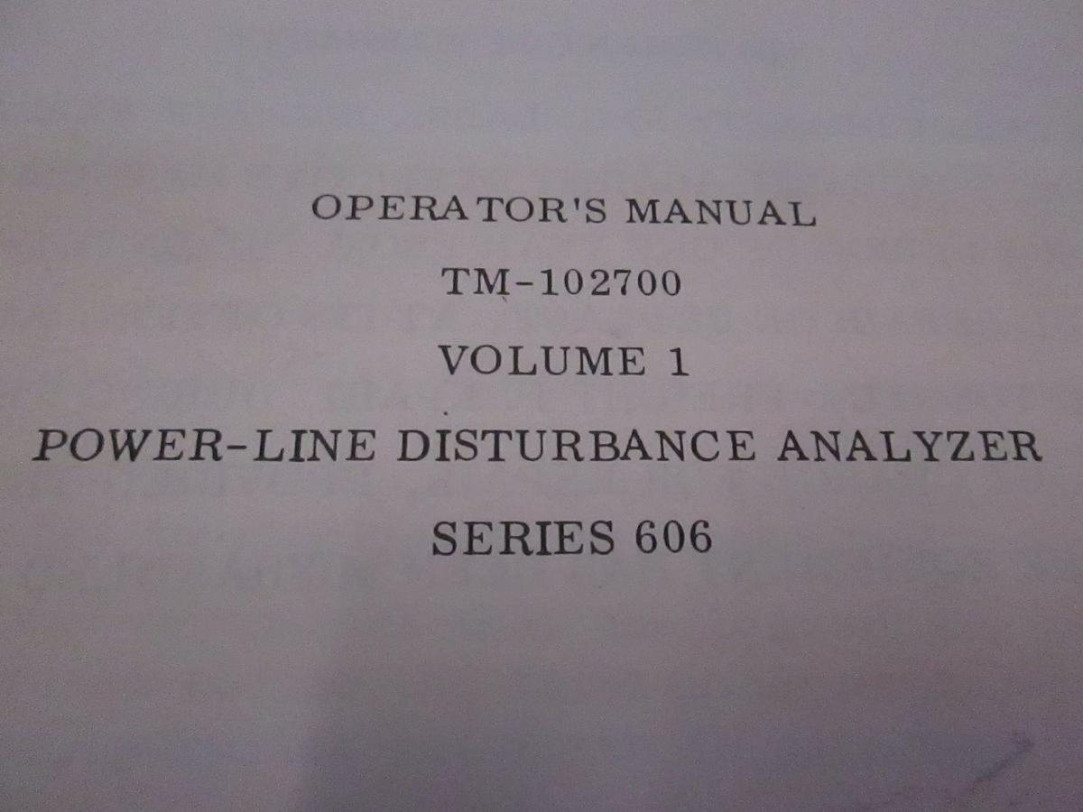 Used Dranetz TM-102700 Volume 1 Power-LineDisturbance Analyzer Operators Manual, Used