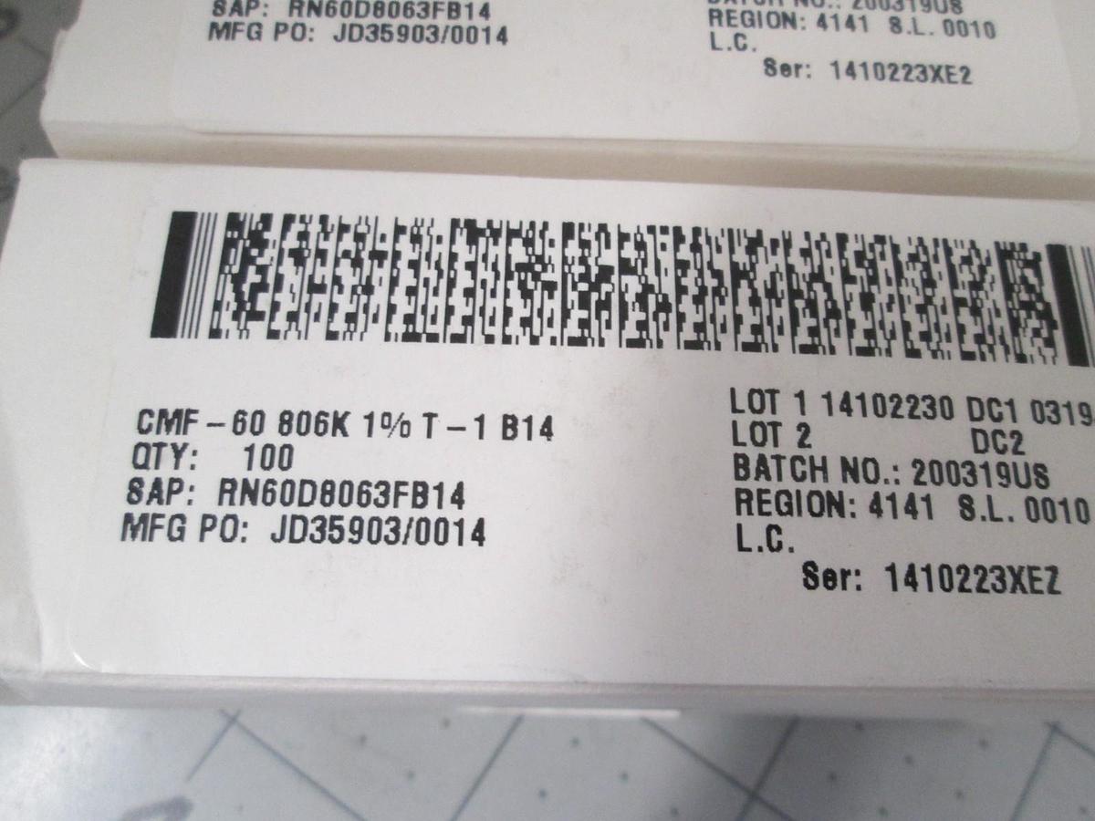 Vishay, CMF-60 806K 1% T-1 B14, Resistors, New, Lot of 300