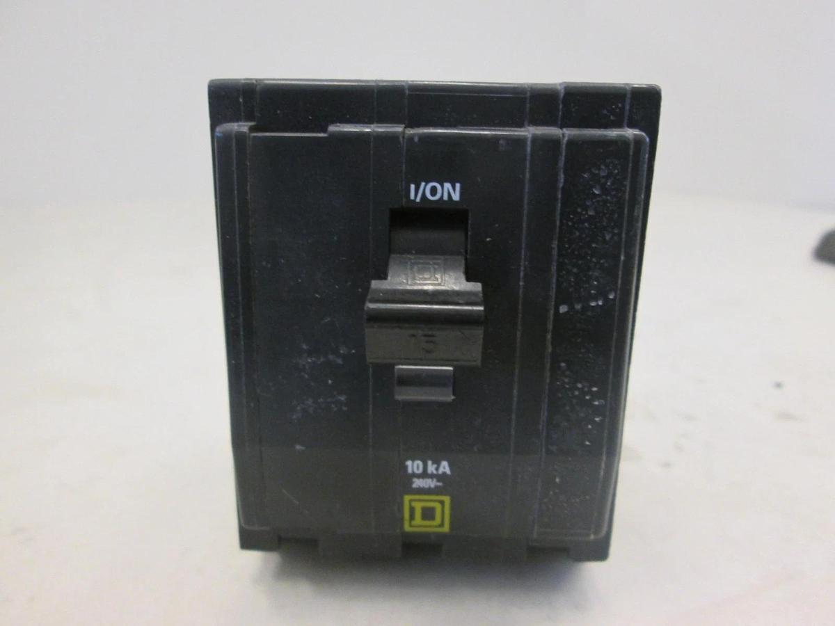 Used Square D, Type QO Circuit Breaker, 15A, 3 Pole, Used