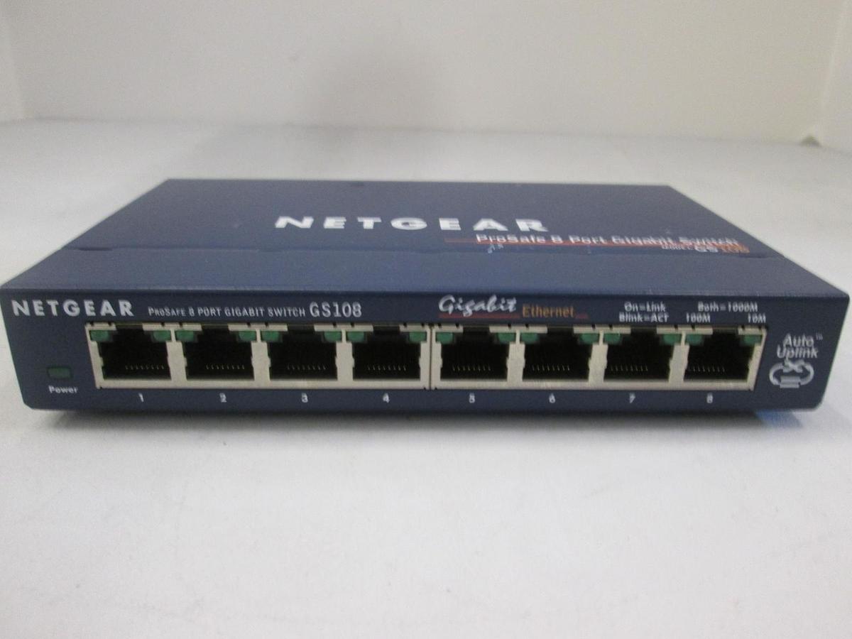 Used Netgear, GS108, ProSafe 8 Port Gigabit Switch, Used
