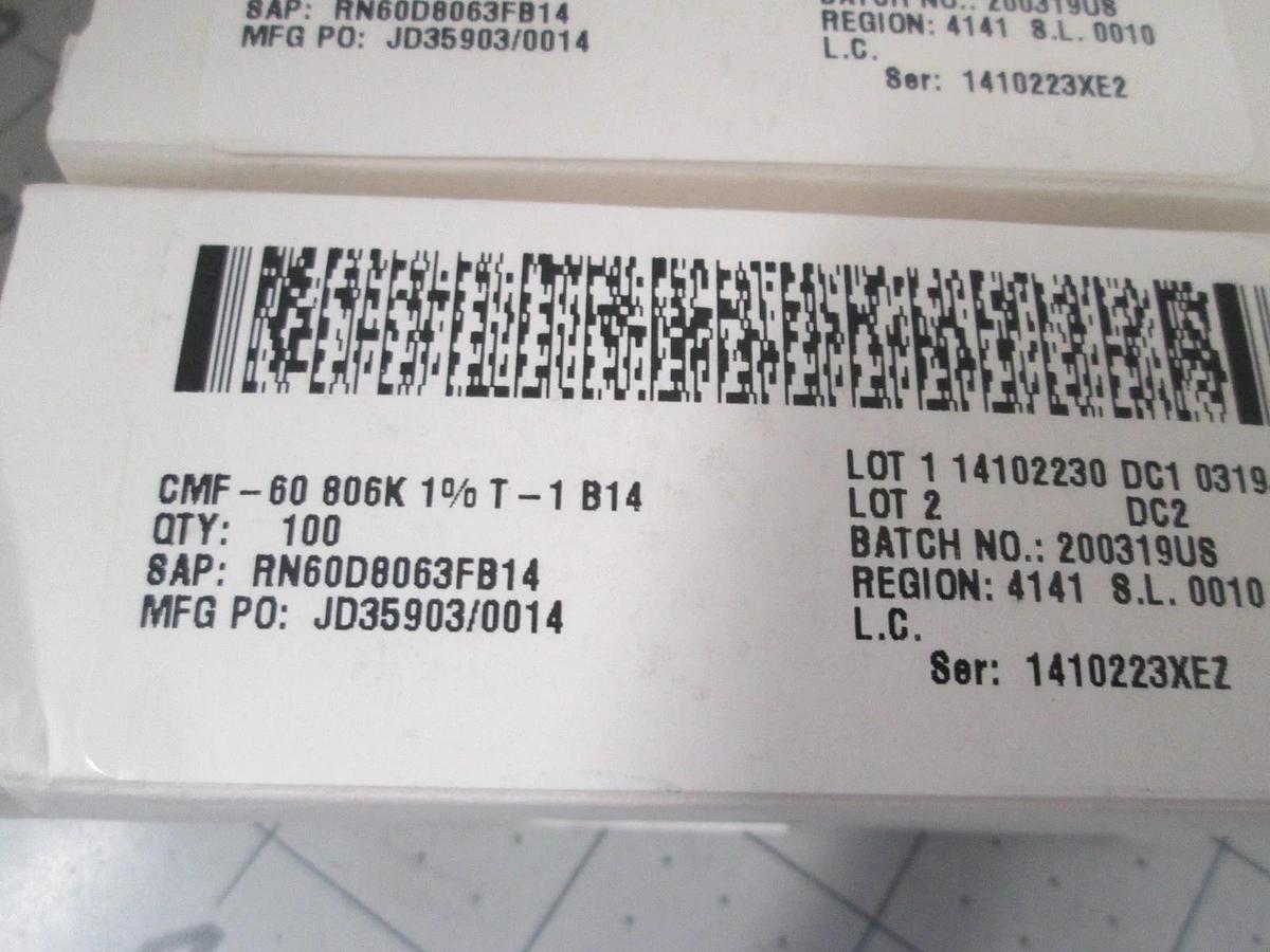 Vishay, CMF-60 806K 1% T-1 B14, Resistors, New, Lot of 300