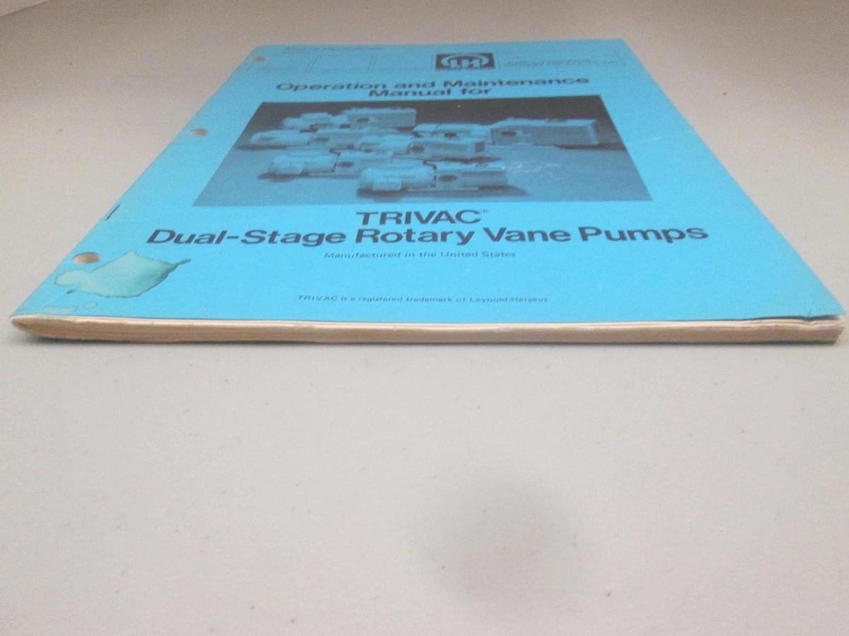 Used Leybold-Heraeus, Operation and Maintence Manual for TRIVAC Rotary Pumps, Used