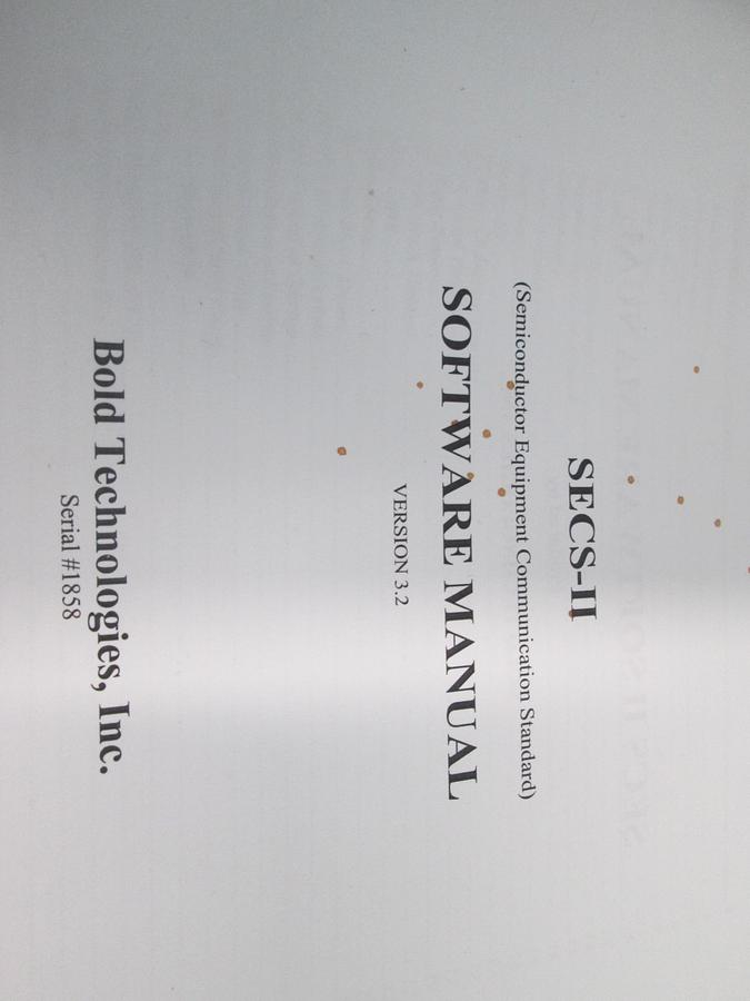 Used Bold Technologies, 1858, SECS-II, Software Manual, Version 3.2, Used