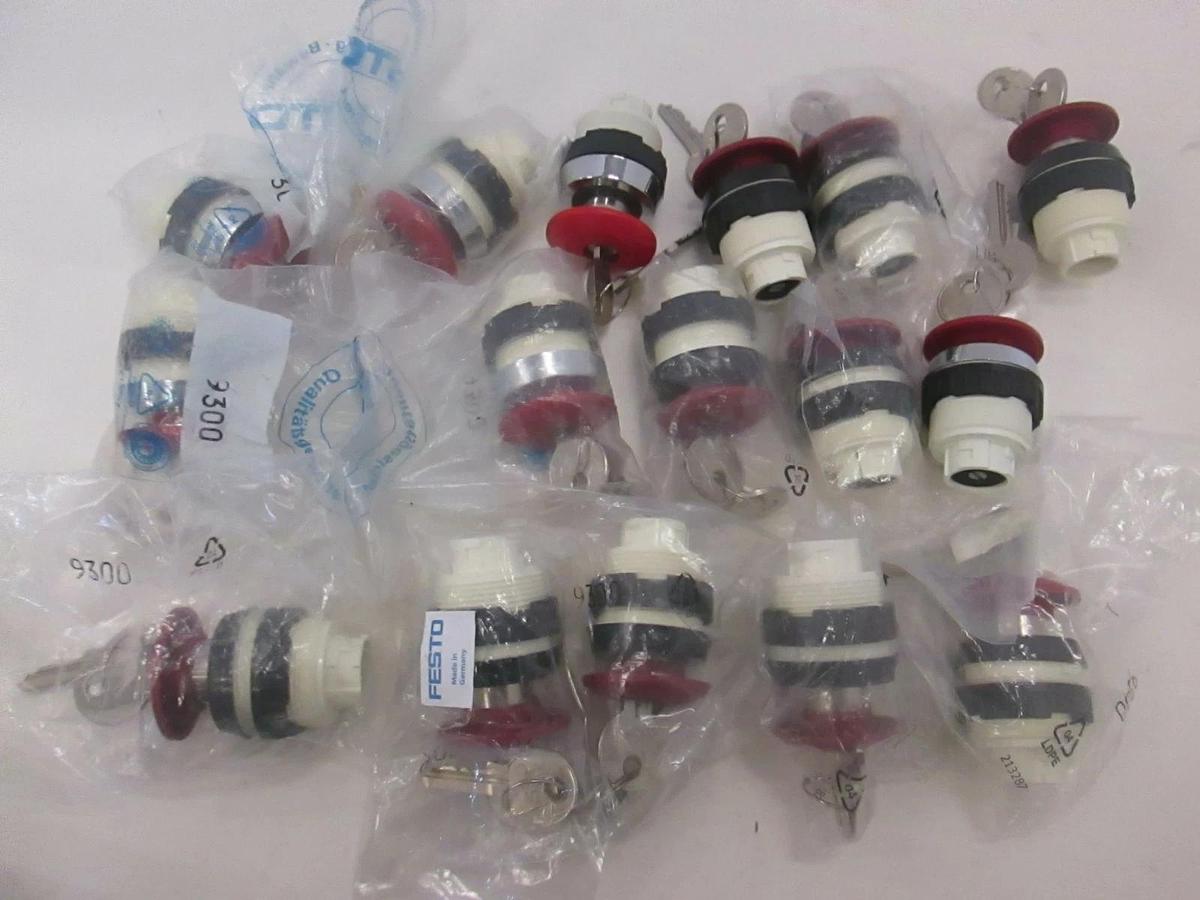 Festo, Push Button Switch w/Key, 9300, New, Lot of 8