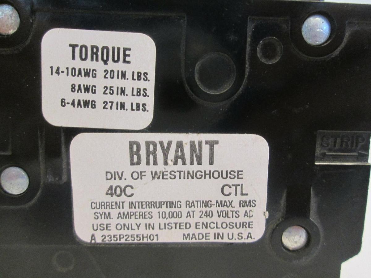 Used Westinghouse Bryant 235P255H01 Circuit Breaker, 3 Pole, 50A