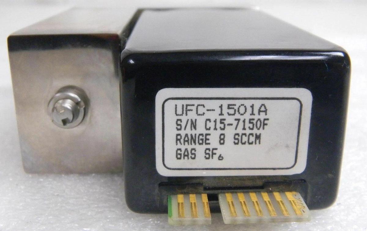 Used Unit UFC-1501A, Mass Flow Controller, Gas- SF6, Range- 8 SCCM, 1/4" M I/O VCR